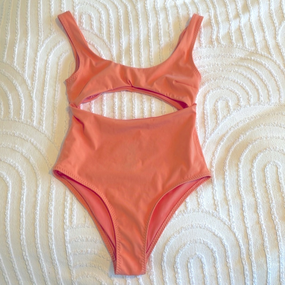 Zara coral cutout swimsuit S